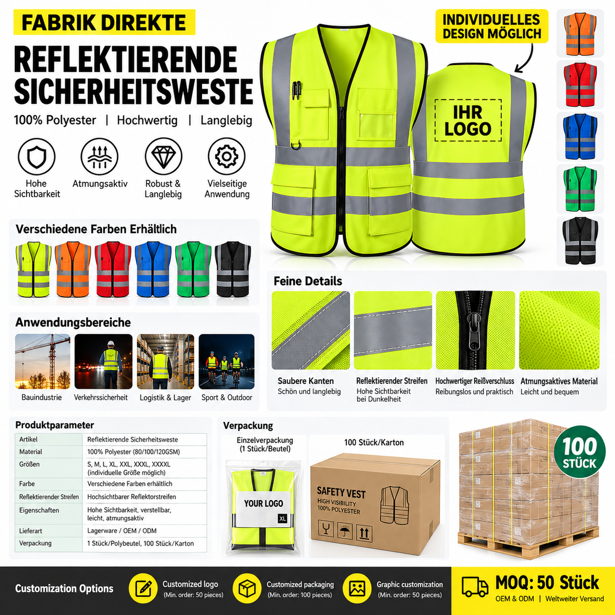 Warnwesten-Großhandelspakete – Neonfarben