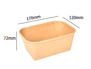Kraft-Papier Tray 1000ml mit PP-Deckel (170×120×72mm)