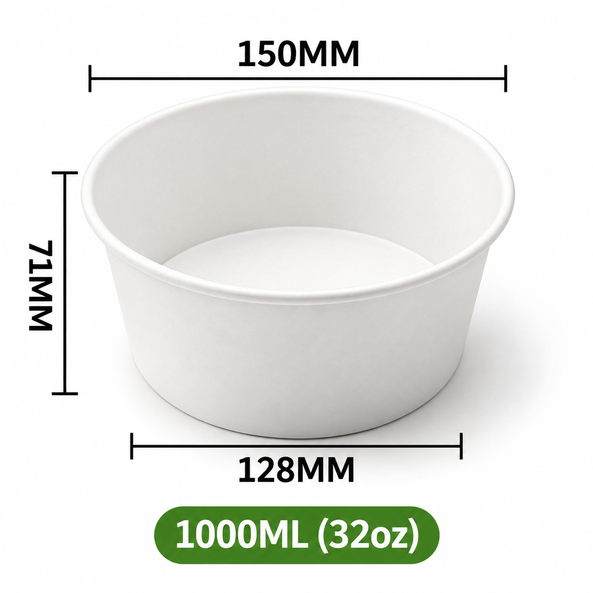 Kraftpapier-Schale 1000 ml / 32 oz Weiß