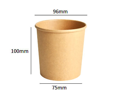 Kraft-Papier Suppen-Becher 16oz / 480ml (Ø115×130mm)