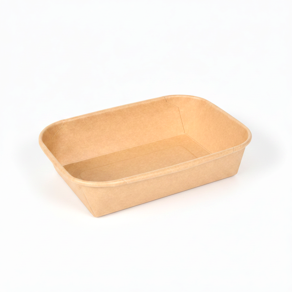 Kraft paper tray 500ml with PP lid (170×120×40mm)