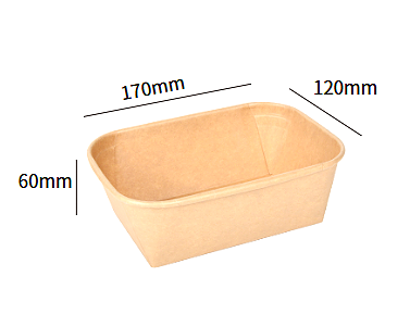 Kraft-Papier Tray 750ml mit PP-Deckel (170×120×60mm)