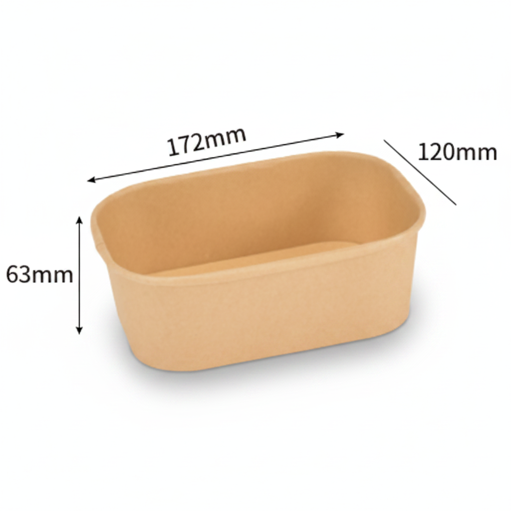 Kraft-Papier Bowl 850ml mit Deckel (172×120×63mm)
