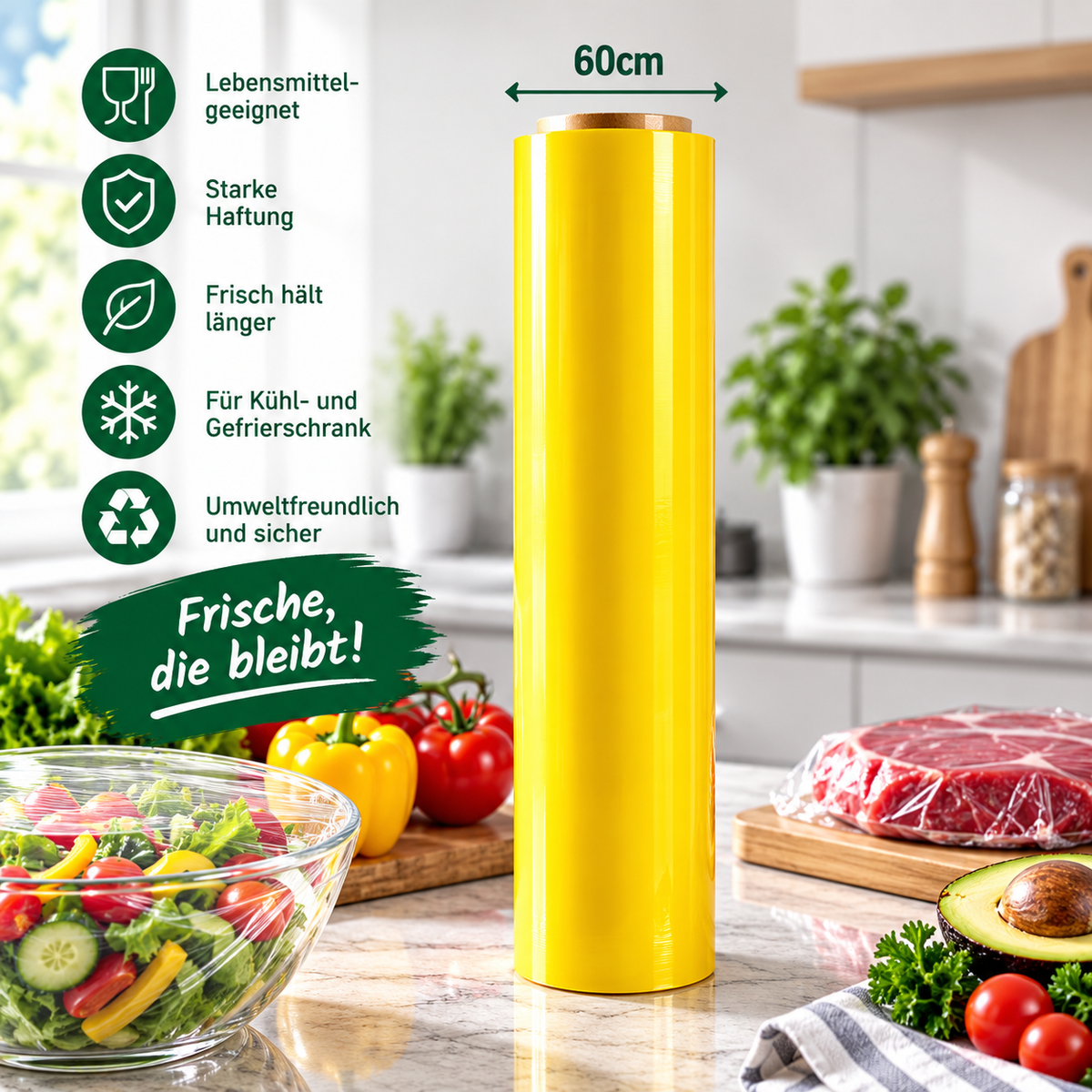 Frischhaltefolie 60 cm – lebensmittelecht und vielseitig einsetzbar
