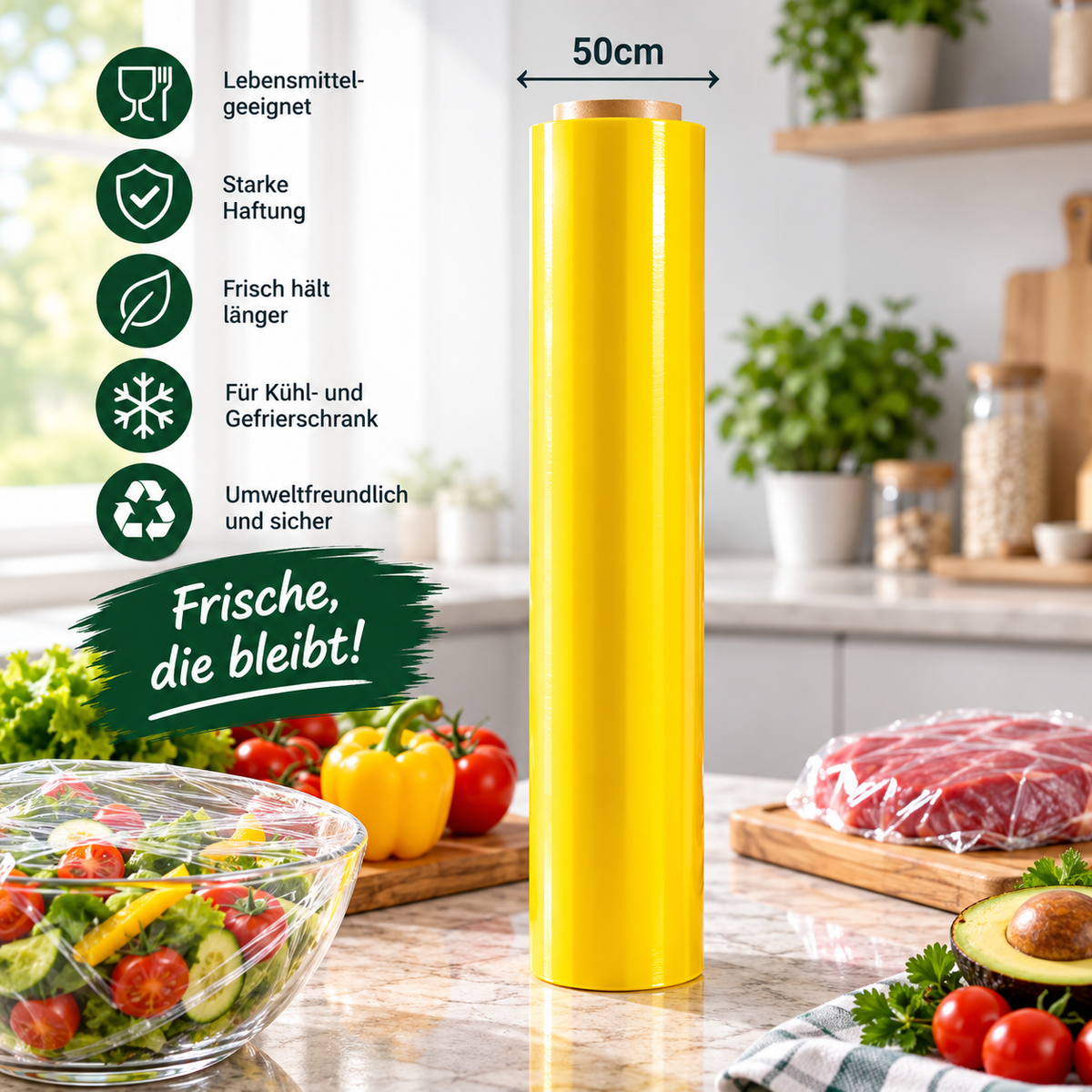 Frischhaltefolie 50 cm – lebensmittelecht und vielseitig einsetzbar
