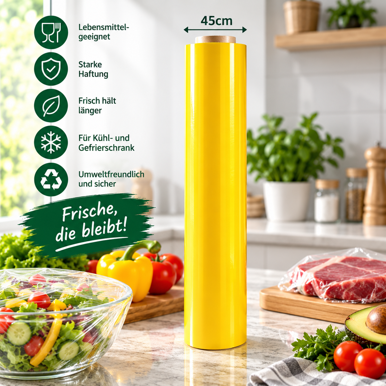 Frischhaltefolie 45 cm – lebensmittelecht und vielseitig einsetzbar