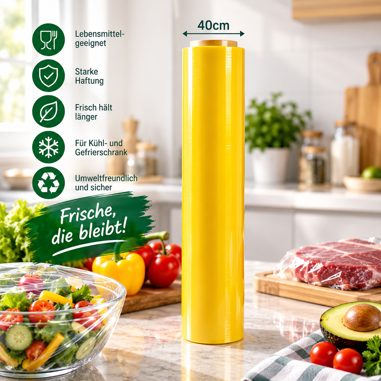 Frischhaltefolie 40 cm – lebensmittelecht und vielseitig einsetzbar