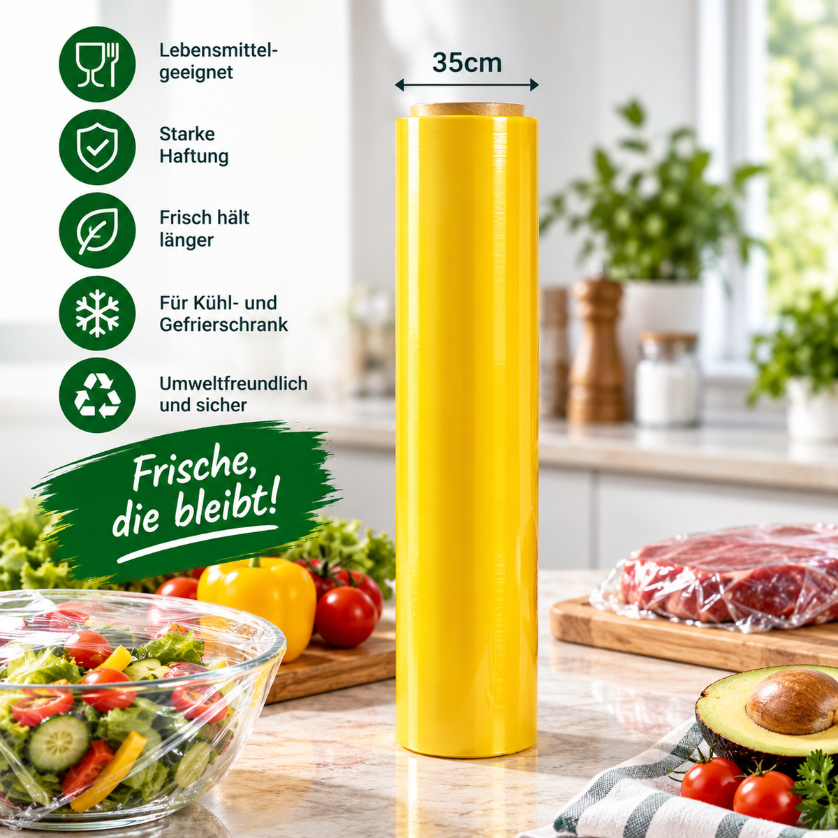 Frischhaltefolie 35 cm – lebensmittelecht und vielseitig einsetzbar