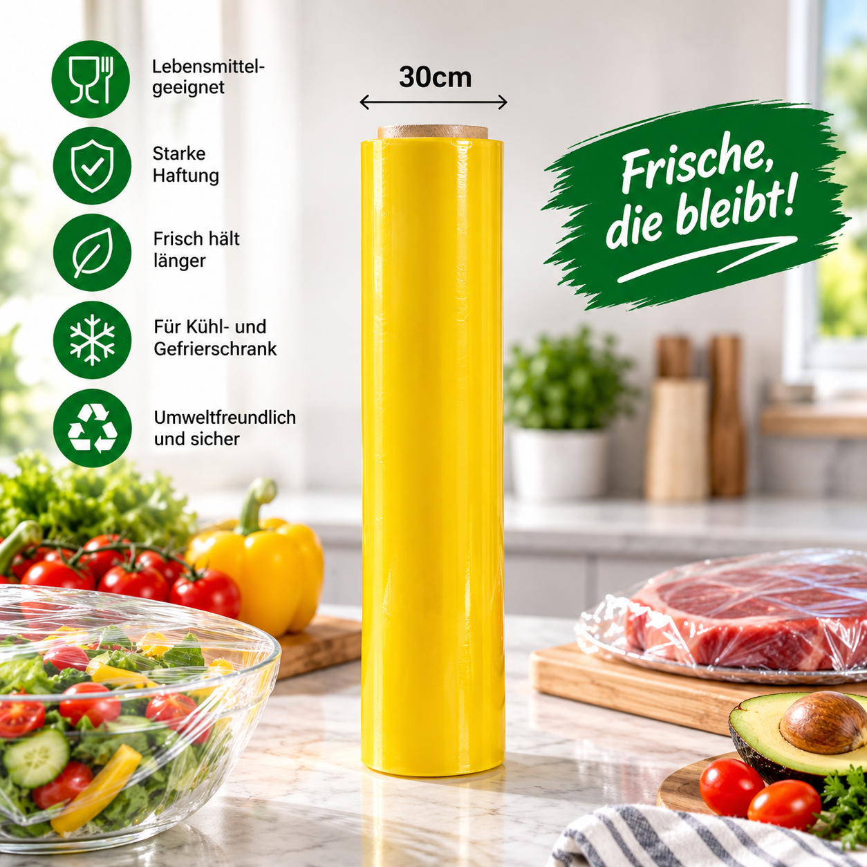 Frischhaltefolie 30 cm – lebensmittelecht und vielseitig einsetzbar