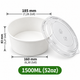 Runde Papierschale 1500 ml (52 oz) mit transparentem PET-Deckel – Weiß
