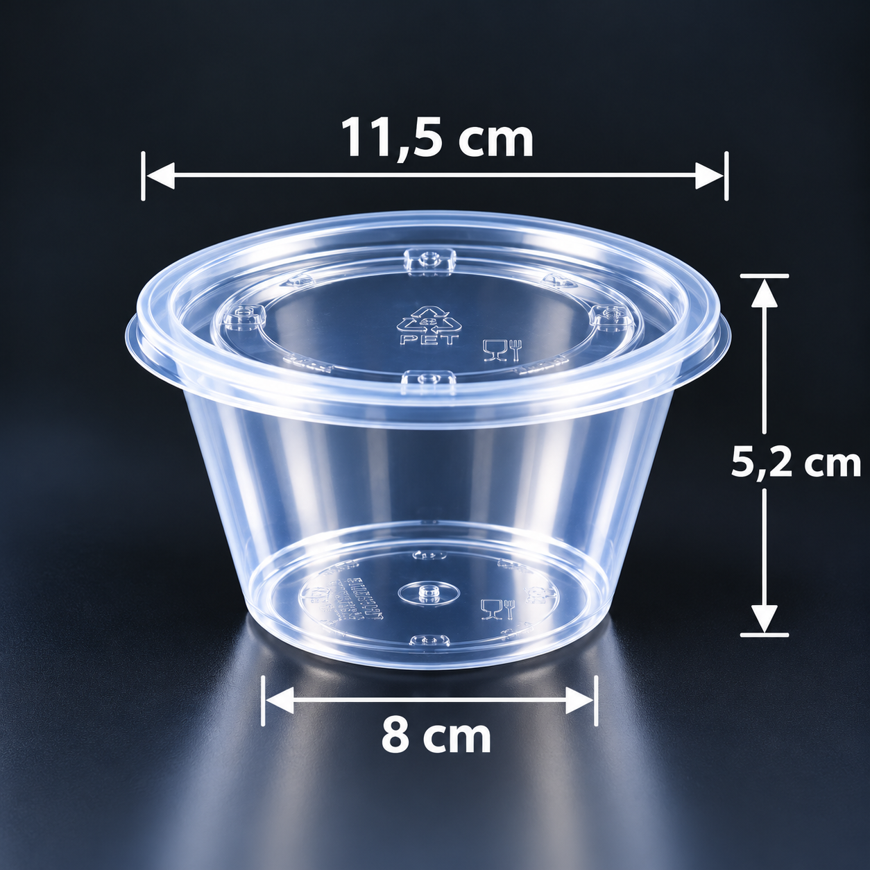 Transparente runde Soßenschale mit Deckel – 450 ml