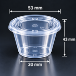 Transparente runde Soßenschale mit Deckel – 50 ml