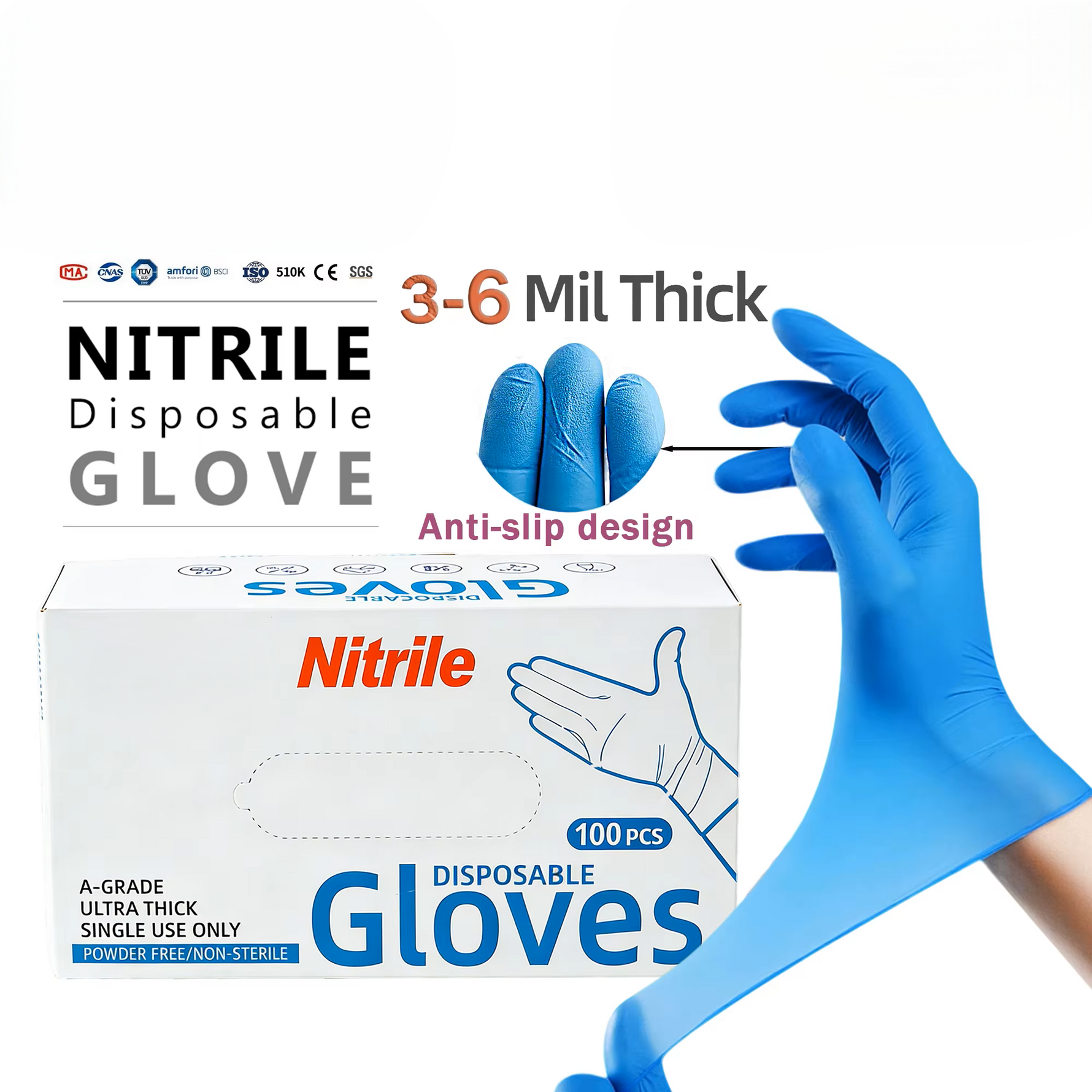 Nitril-Einweghandschuhe Rosa & Weiß – puderfrei, latexfrei, einzeln verpackt (50 Paar) 100 Stück