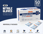 Nitril-Einweghandschuhe – puderfrei, latexfrei, einzeln verpackt (50 Paar)