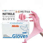 Nitril-Einweghandschuhe Rosa & Weiß – puderfrei, latexfrei, einzeln verpackt (50 Paar) 100 Stück