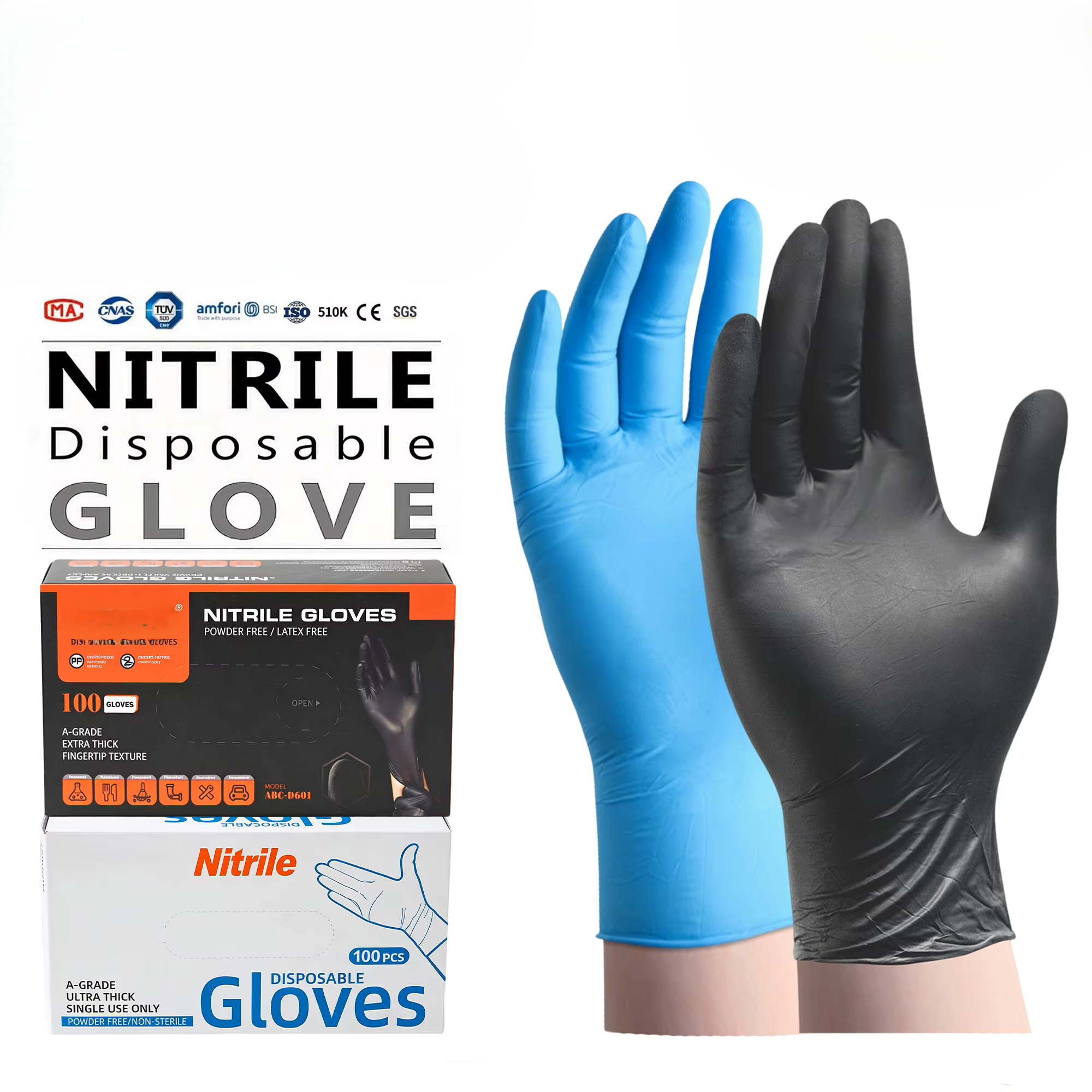 Nitril-Einweghandschuhe Rosa & Weiß – puderfrei, latexfrei, einzeln verpackt (50 Paar) 100 Stück