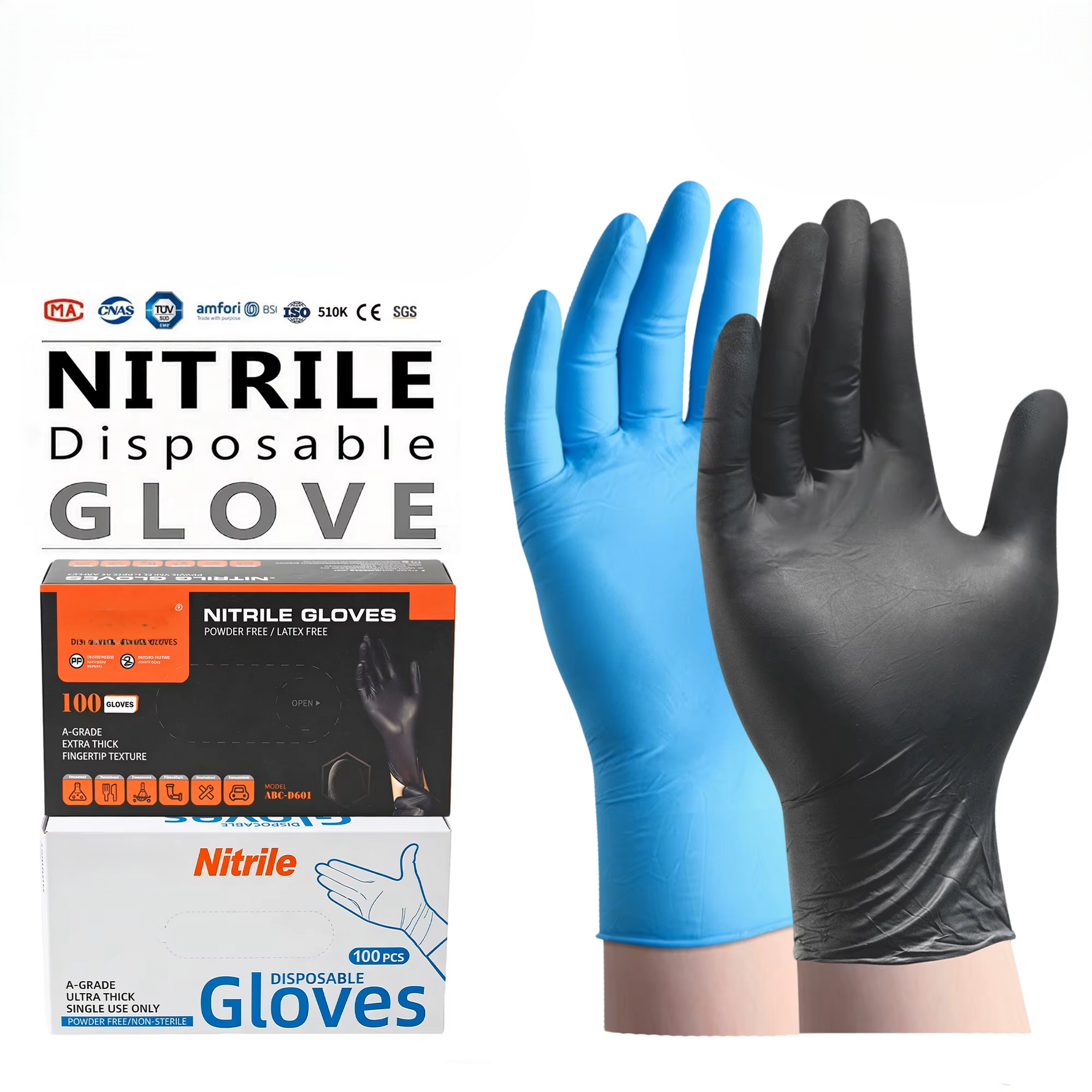 Nitril-Einweghandschuhe Rosa & Weiß – puderfrei, latexfrei, einzeln verpackt (50 Paar) 100 Stück
