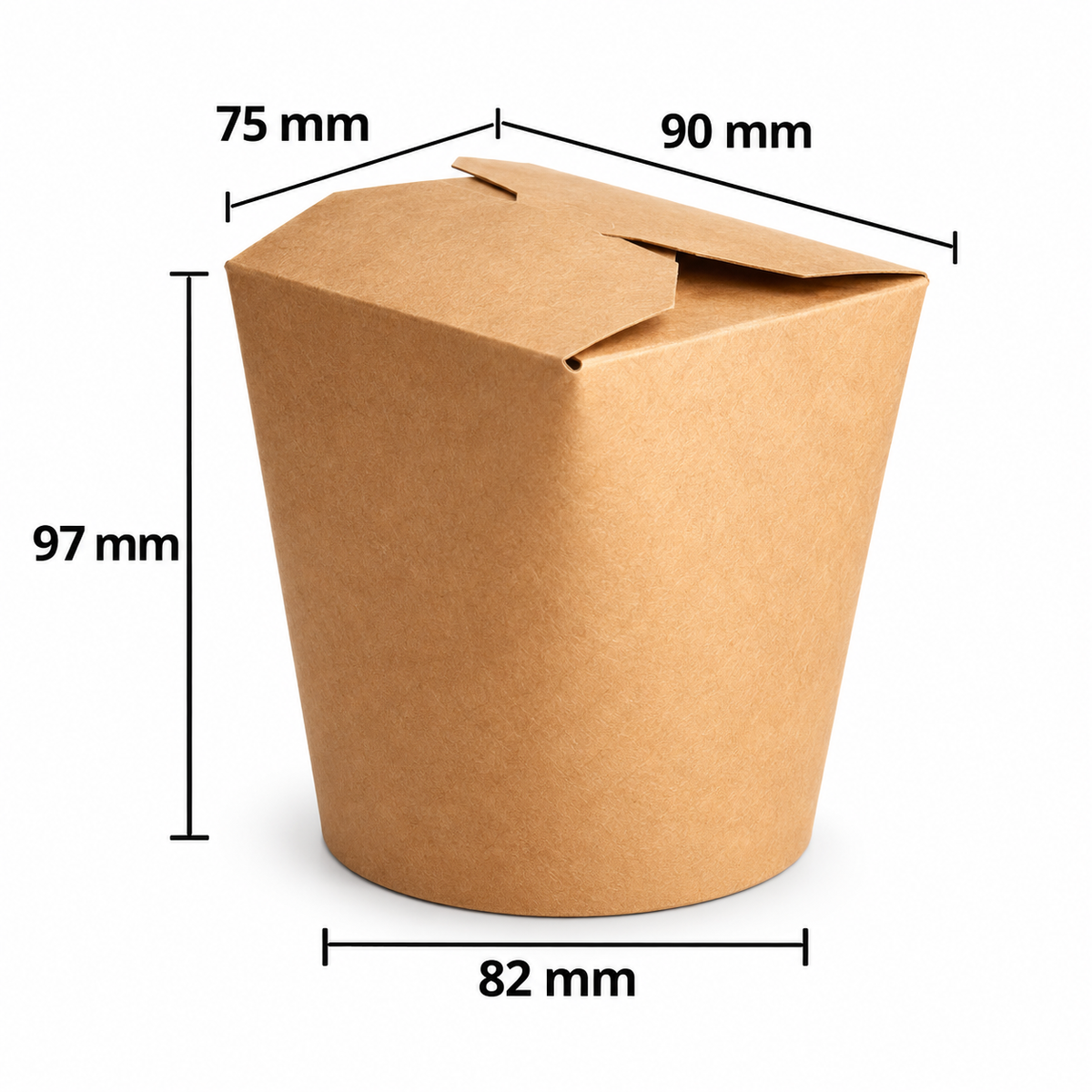 Kraft-Papier Nudel-Box 16oz (75×90mm / H:97mm)