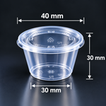 Transparente runde Soßenschale mit Deckel – 25 ml
