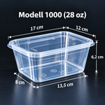 Transparenter rechteckiger Behälter mit Deckel – 1.000 ml