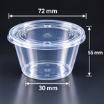 Transparente runde Soßenschale mit Deckel – 70 ml