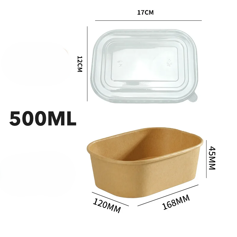 Runde Kraftpapier-Schüssel 1000ml mit Deckel – Großhandel