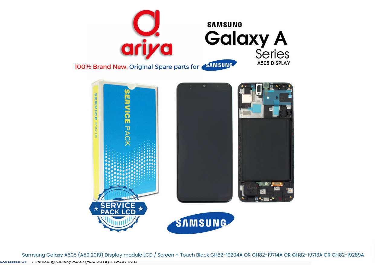 Samsung Galaxy A50 2019 SM-A505F Display LCD Screen Touch Schwarz GH82-19204A