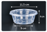Transparente runde Soßenschale mit Deckel – 115 mm Durchmesser und 40 mm Höhe