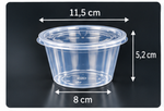 Transparente runde Soßenschale mit Deckel – 115 mm Durchmesser und 52 mm Höhe