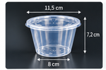 Transparente runde Soßenschale mit Deckel – 115 mm Durchmesser und 72 mm Höhe