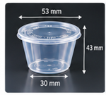 Transparente runde Soßenschale mit Deckel – 53 mm Durchmesser und 43 mm Höhe