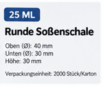 Produktdetails zur 25-ml-Soßenschale – 2.000 Stück pro Karton
