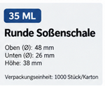 Produktdetails zur 35-ml-Soßenschale – 1.000 Stück pro Karton