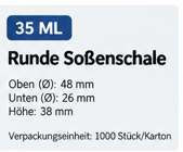 Produktdetails zur 35-ml-Soßenschale – 1.000 Stück pro Karton