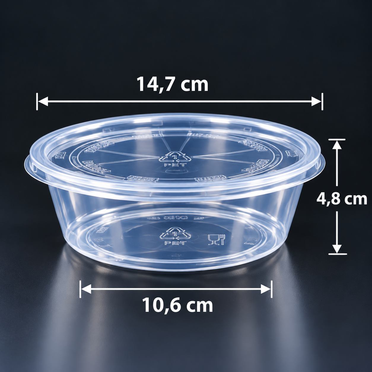 Transparente runde Soßenschale mit Deckel – 625 ml
