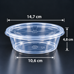 Transparente runde Soßenschale mit Deckel – 625 ml