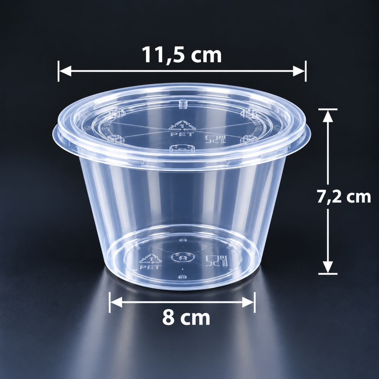 Transparente runde Soßenschale mit Deckel – 500 ml