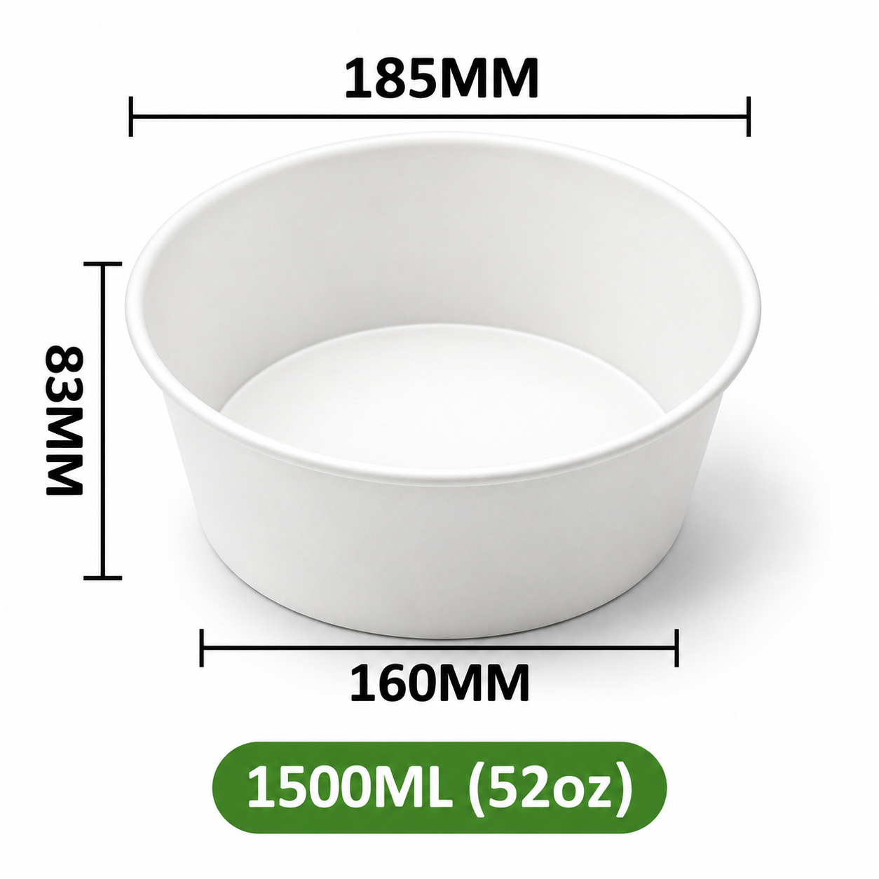 Kraftpapier-Schale 1500 ml / 52 oz Weiß
