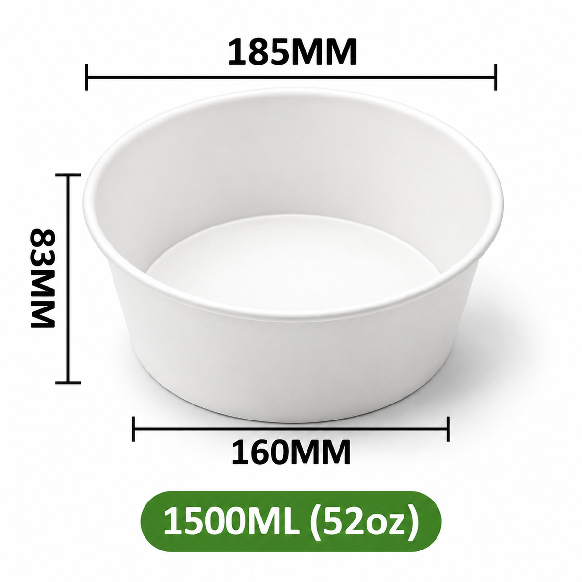 Kraftpapier-Schale 1500 ml / 52 oz Weiß