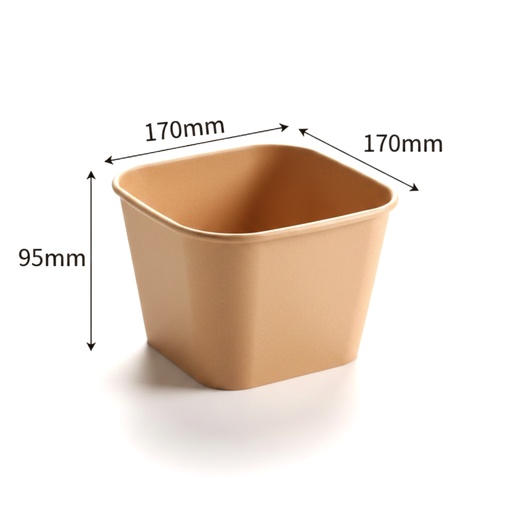 Kraft-Papier Bowl quadratisch Z-1400 (170×170×75mm)
